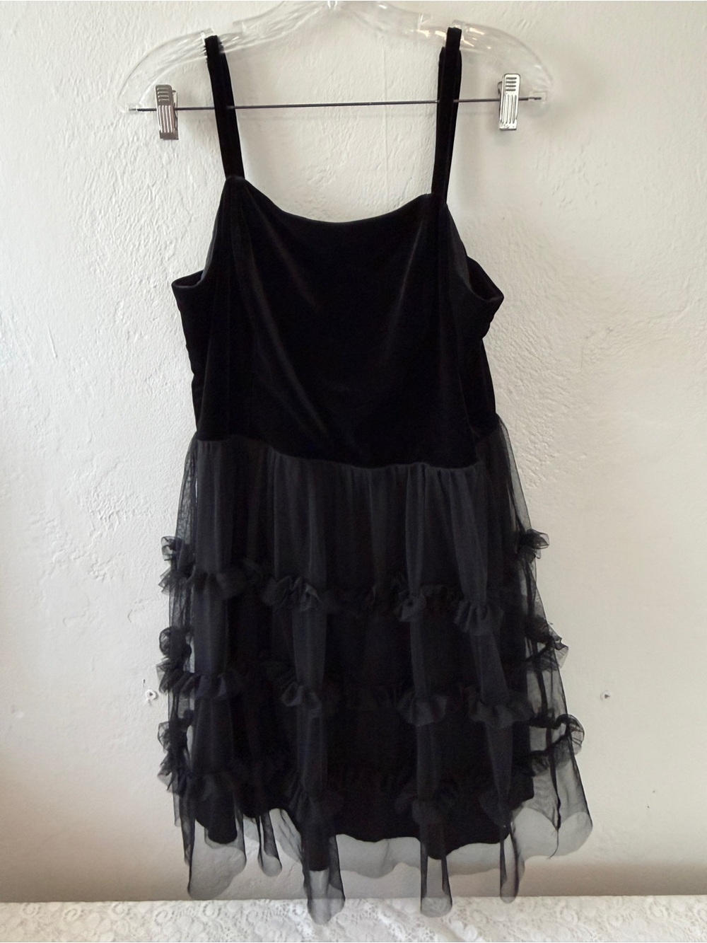 Trixxi Black Velvet Bodice Tiered Tulle Mini Dress 05-30
